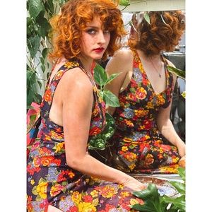 SOLD VTG Union Made 1970s Floral Halter Dress XS